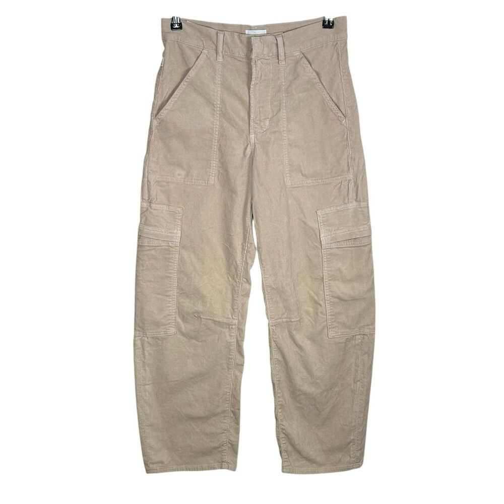Citizens of Humanity Marcelle Cargo Pants Womens 25 Tan Wide Leg Corduroy Barrel